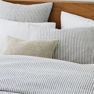 West Elm Charcoal Striped Linen Pillow Shams King Size